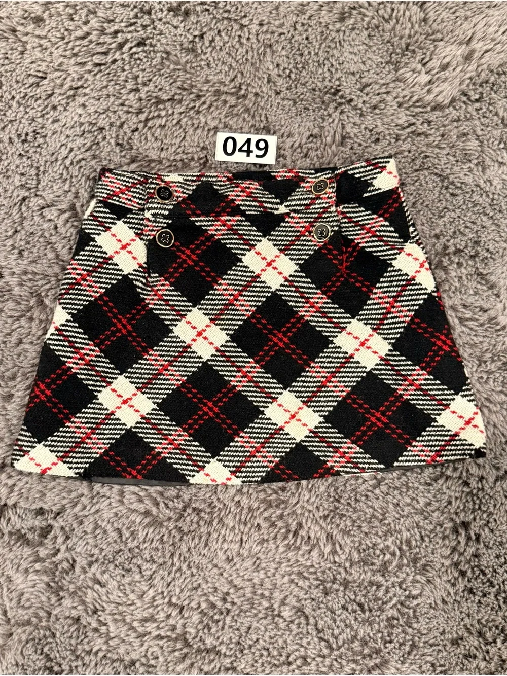 Janie and Jack Black, White & Red Plaid A-Line Mini Skirt